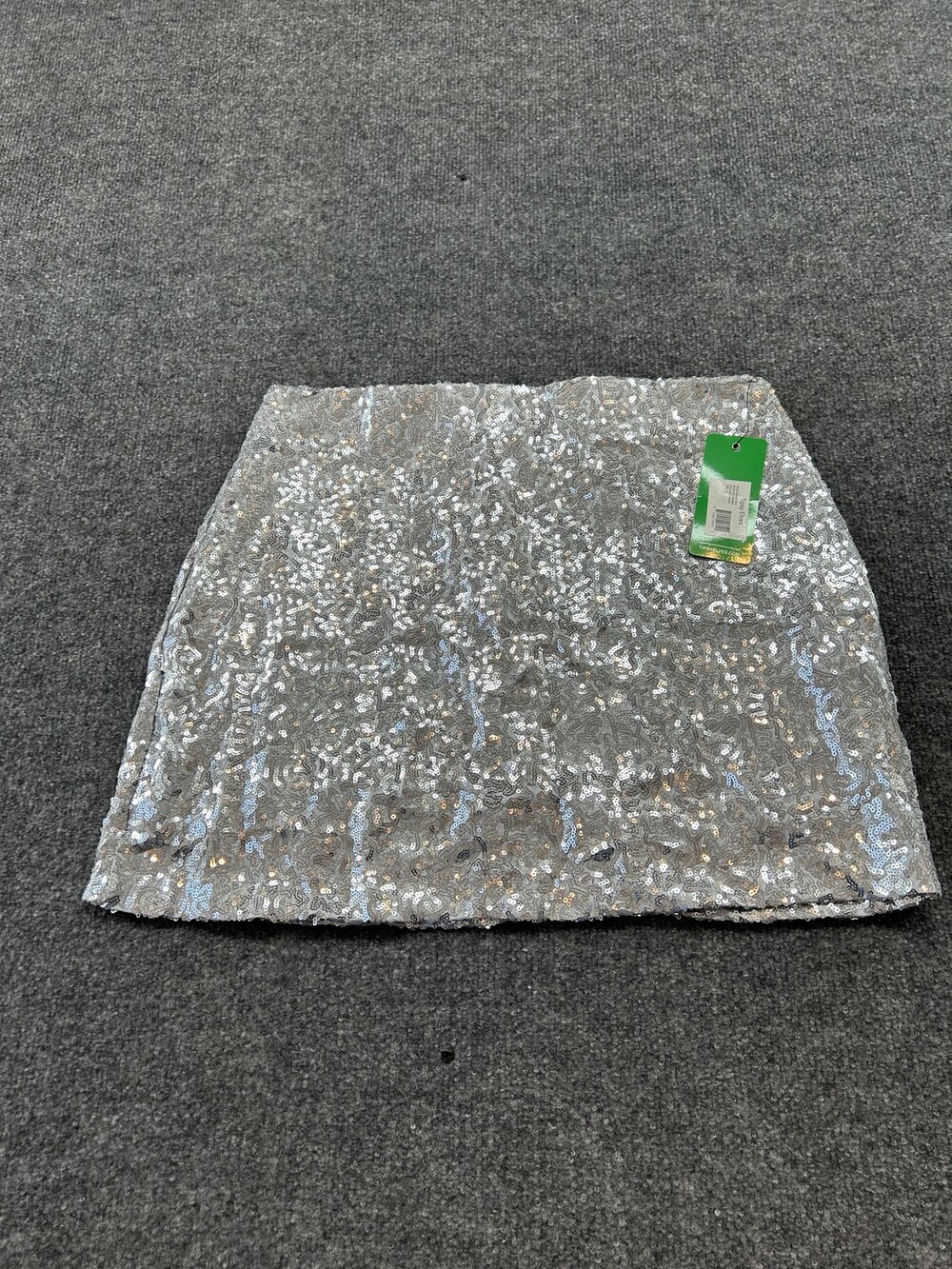 Tipsy Elves Skirt Womens Large Silver Sequin Mini Lined Zip Party Cocktail NYE